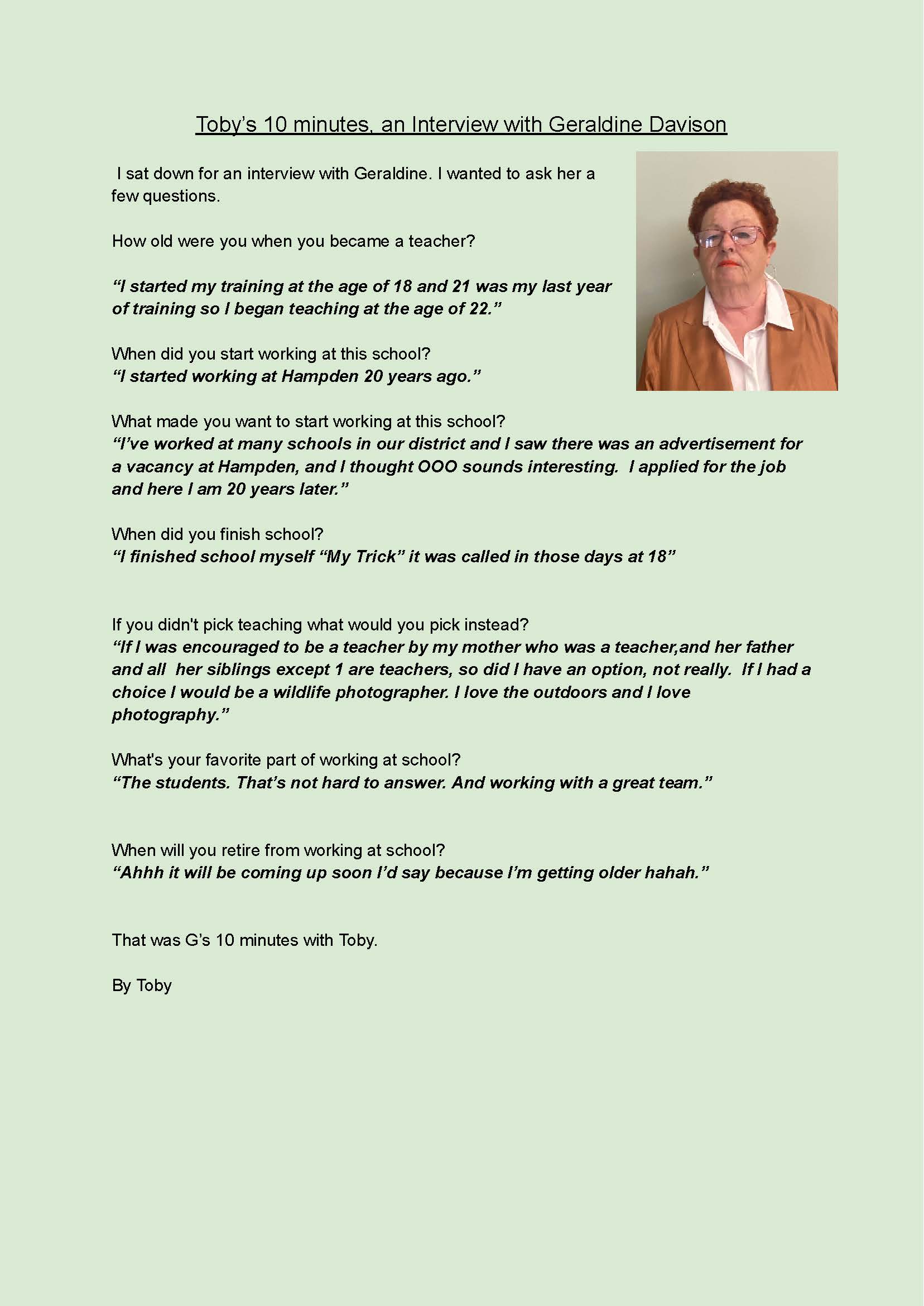 G interview